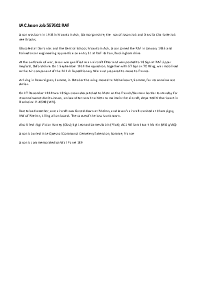A preview of a PDF biography for Job, Jason